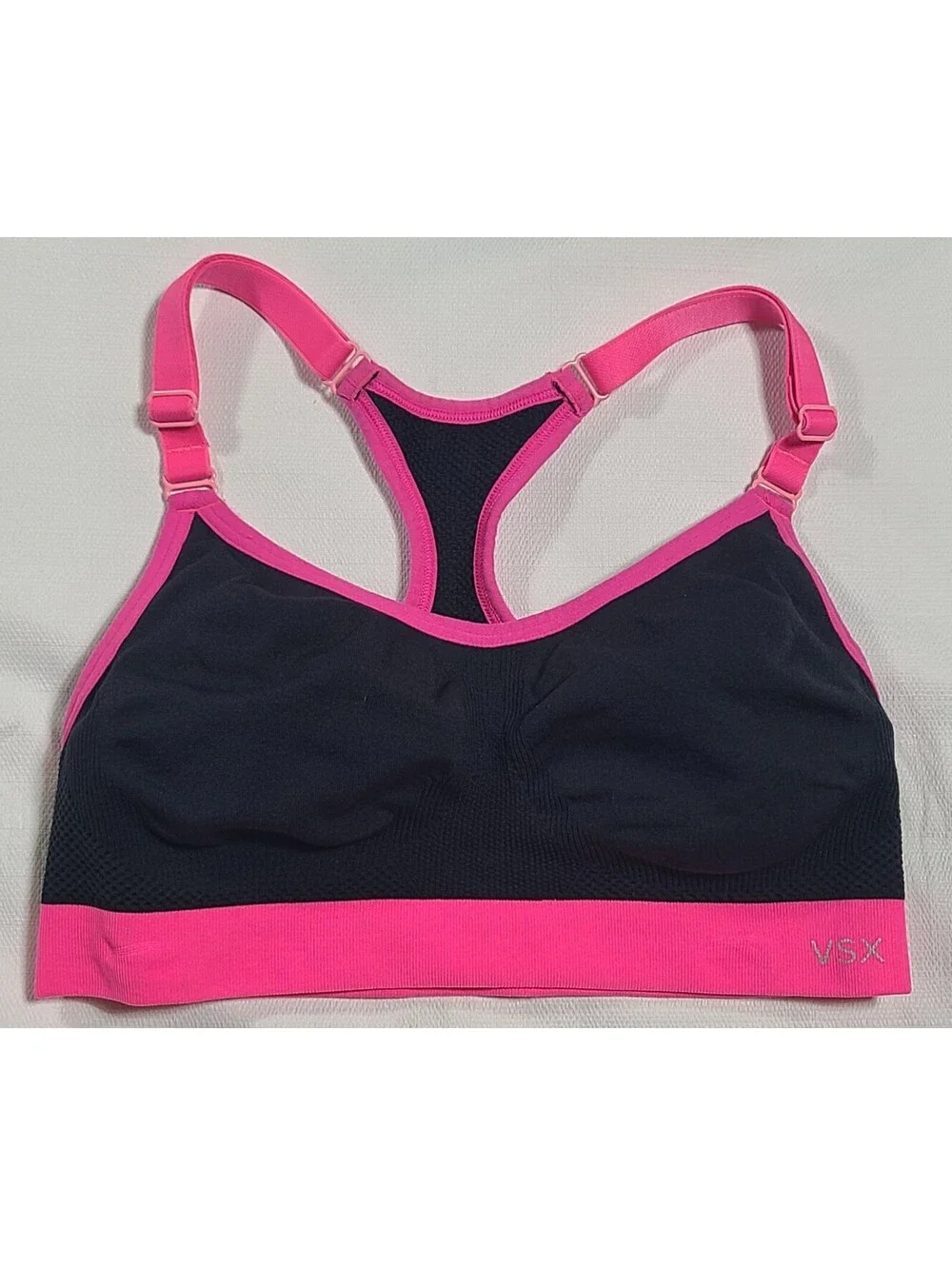 Victoria's Secret VSX Sports Bra Black and Pink Medium Support